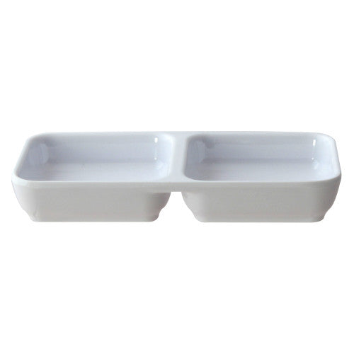Classic White Twin Sauce Dish 150mm x 75mm - Pack of 12