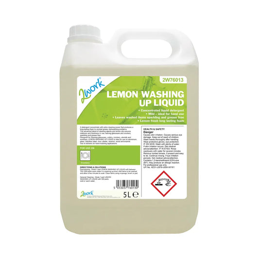 2Work Washing Up Liquid Lemon 5 Litre 2W76013