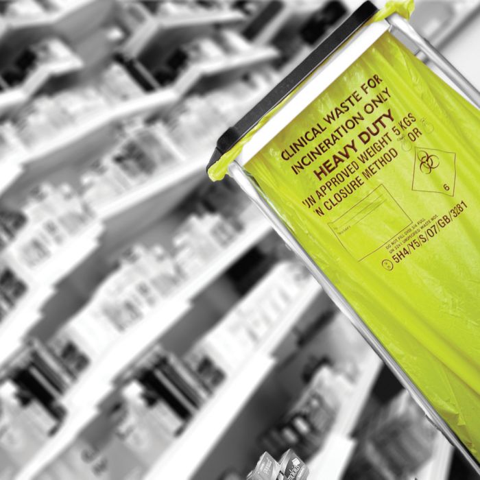 Yellow Clinical Waste Sacks on a Roll ‑ 90L Heavy Duty x 100 sacks