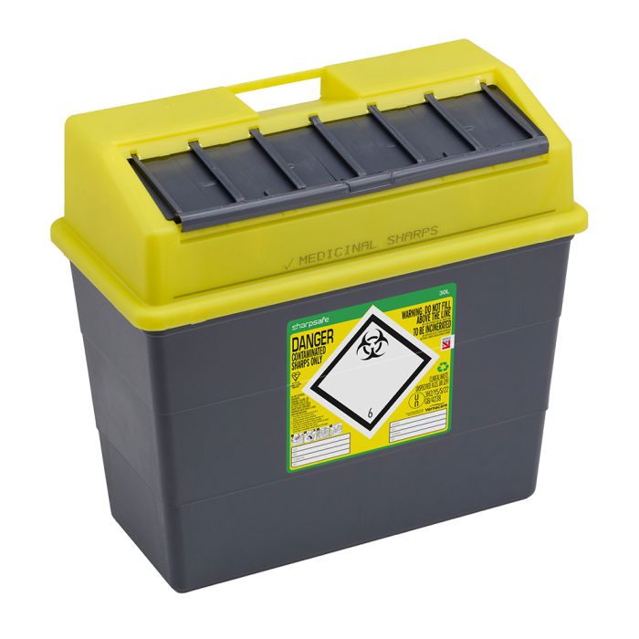 Sharpsafe Sharps Bin Yellow Lid 30L