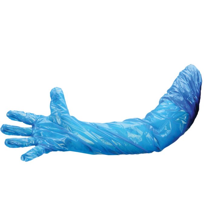 Shield Long Arm Blue Polythene Gauntlets -Pack of 100