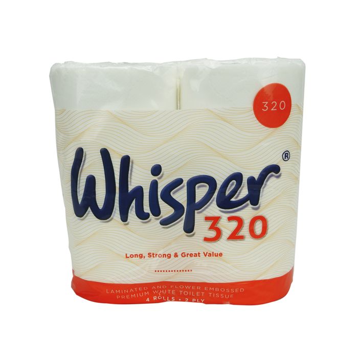Whisper 320 2ply Toilet Rolls ‑ Case of 36