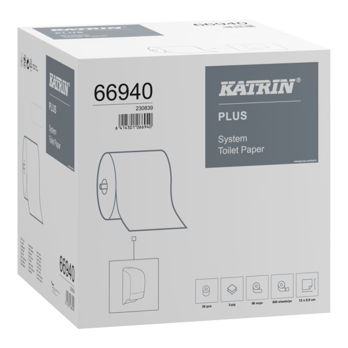 Katrin 66940 Plus System 800 Toilet Roll - Case of 36
