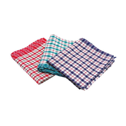 2Work Tea Towels 480x710mm Assorted Check Design (Pack of 10) CPD02228