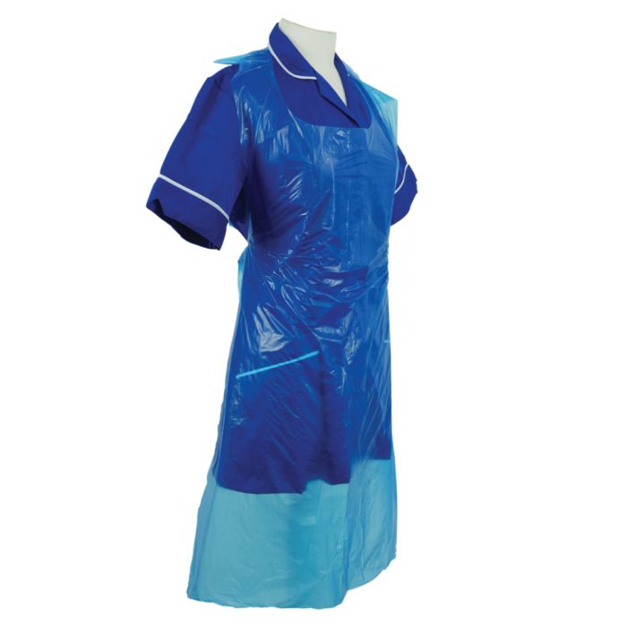 Shield® Blue Extra Heavy Duty Extra Long Aprons on a Roll ‑ 30" x 58" - Roll of 50