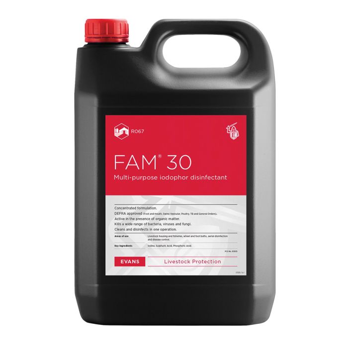 FAM30 Multi‑Purpose Iodophor Disinfectant 5 Litre ( 2 x 5 Ltr)