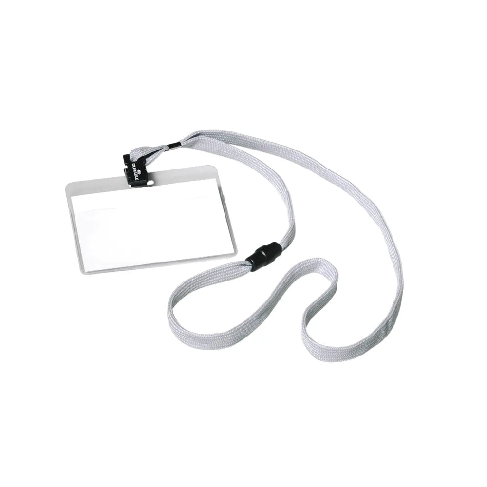 Durable Lanyard Name Badge ID Card Holder + Inserts 60x90mm Grey (Pack of 10) 8139/10
