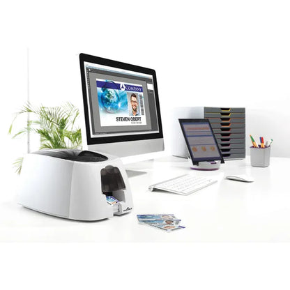 Durable DURACARD ID 300 ID Name Badge Card Printer with Ribbon and 100 Cards 891065