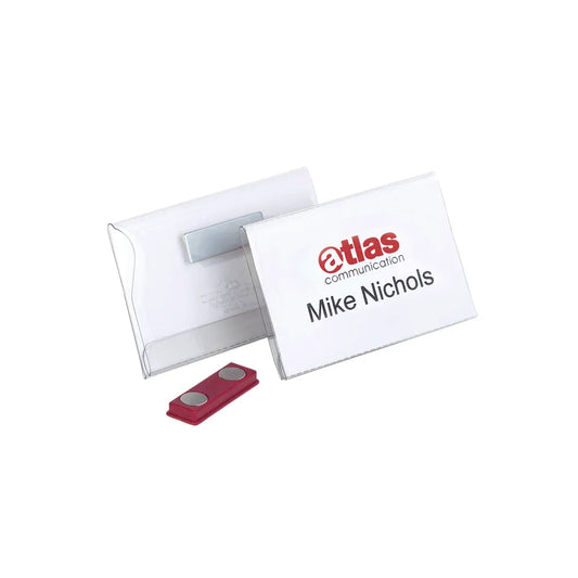 Durable Conference Magnet Name Tag Badge Holders + Inserts 54x90mm (Pack of 25) 8117/19