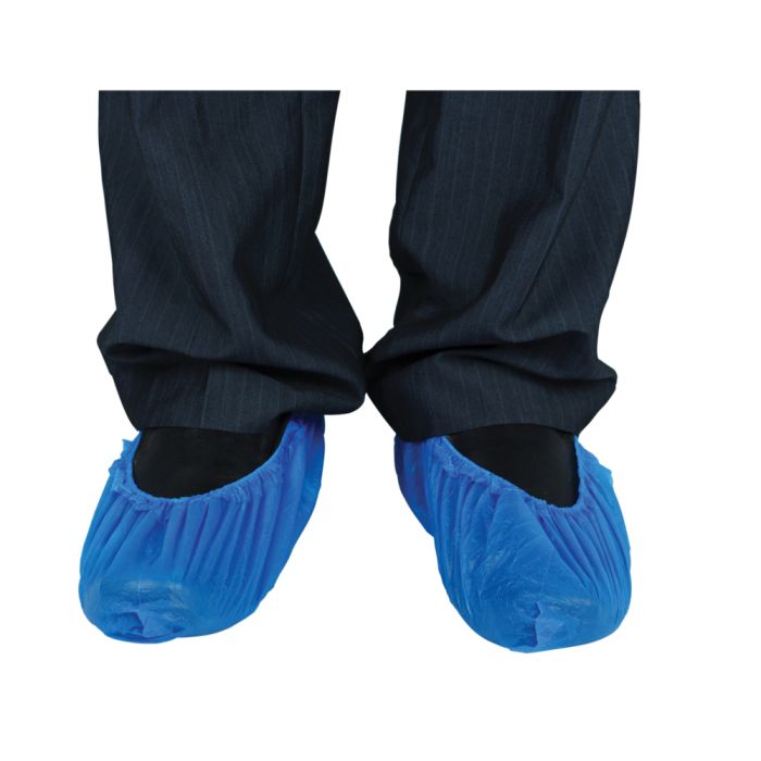 Blue CPE Overshoes (16" Machine Made) - Pack of 100