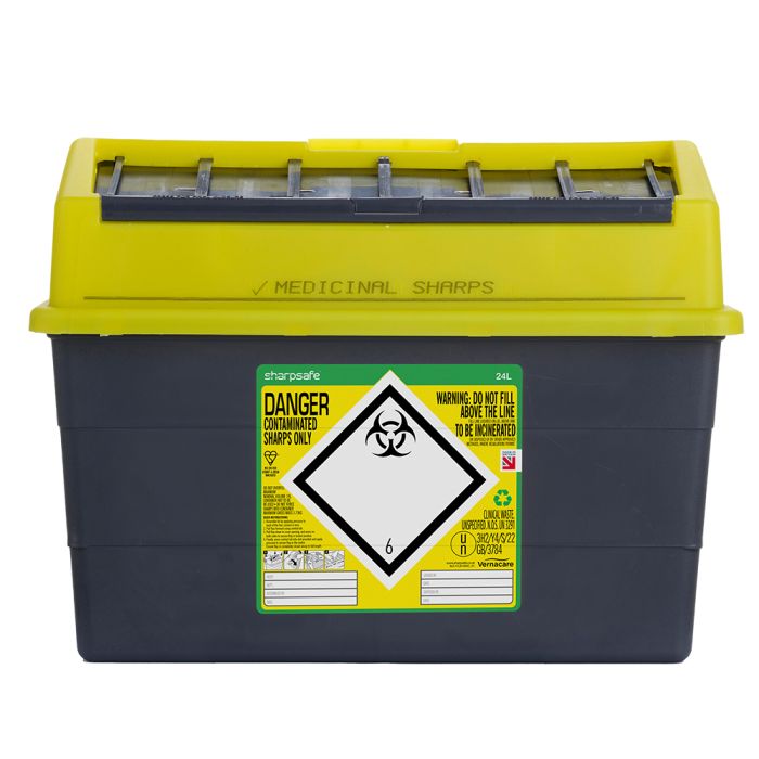 Sharpsafe Sharps Bin Yellow Lid 24L