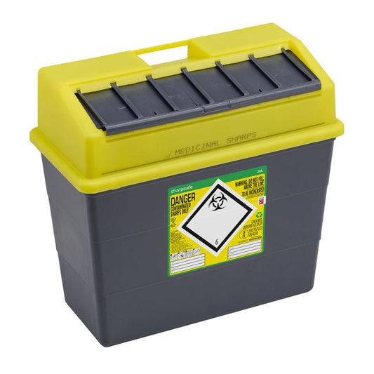 Sharpsafe Sharps Bin Yellow Lid 30L