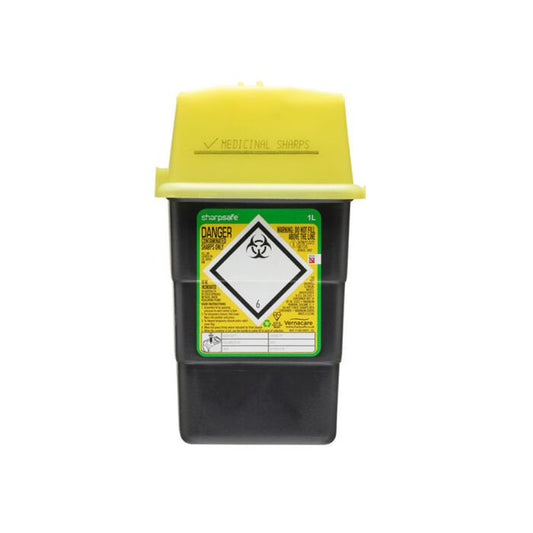 Sharpsafe Sharps Bin Yellow Lid 1 Litre