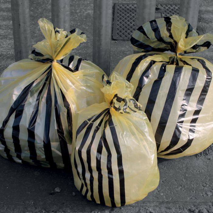 FAYB/5 Tiger Stripe Medium Duty Landfill Waste Sacks on a Roll (90L, 10kg)