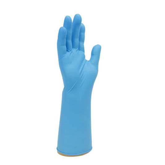 Finite HD Blue Nitrile Long Cuff Powder Free Disposable Glove - Box of 50