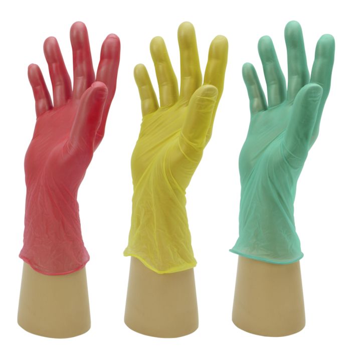 Shield GD17 Green/Red/Yellow Vinyl Powder Free Disposable Glove - Box of 100