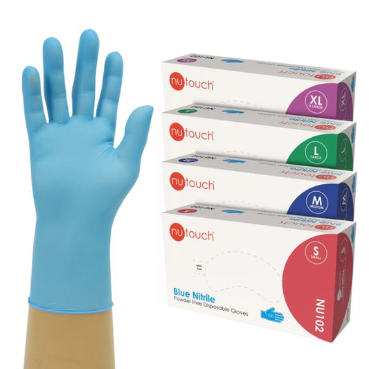 Nutouch Blue Nitrile Powder Free Disposable Glove (100)