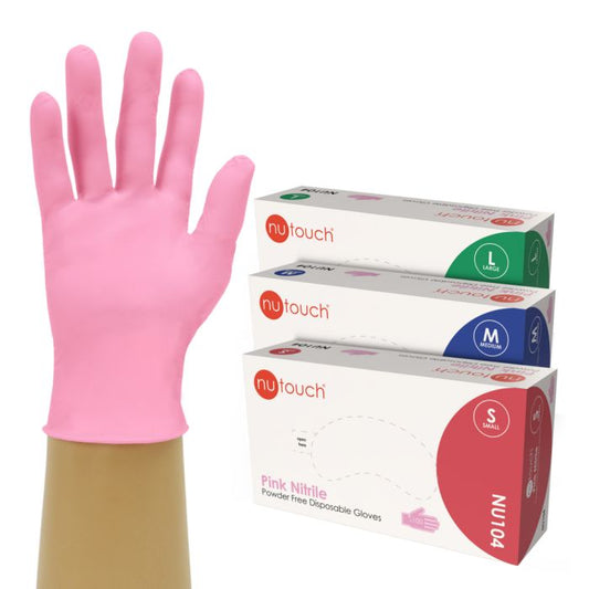 Nutouch Pink Nitrile Powder Free Disposable Glove - Box of 100