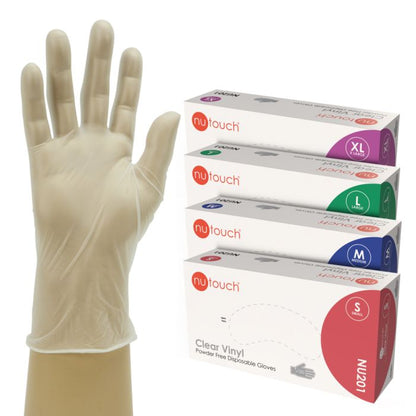 Nutouch Clear Vinyl Powder Free Disposable Glove - Box of 100