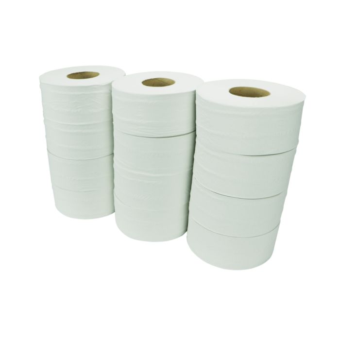 Fine Touch PJBC150 White 2ply Mini Jumbo Toilet Rolls (150m) - Case of 12