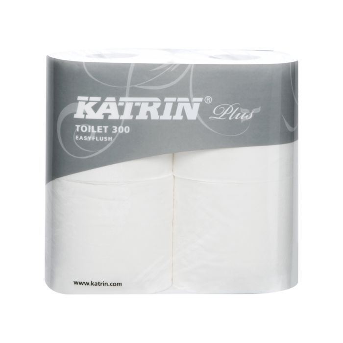 Katrin 105003 Plus 2ply White Easy Flush Toilet Rolls ‑ Case of 20