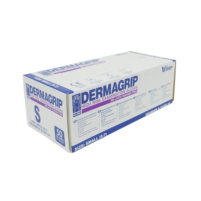 Dermagrip High Risk Powder Free Blue Latex Gloves - Box of 50