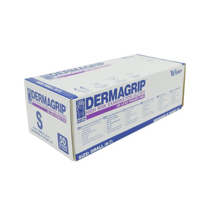 Dermagrip High Risk Powder Free Blue Latex Gloves - Box of 50