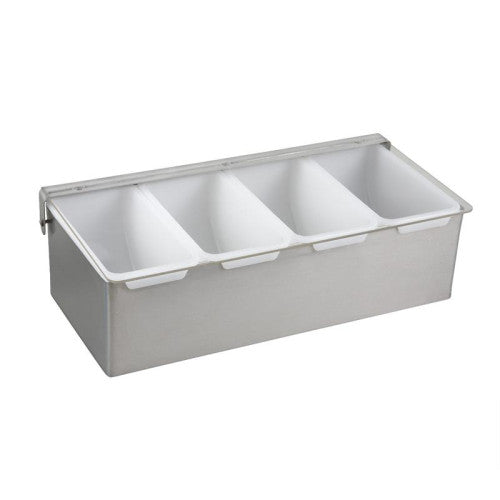 Stainless Steel Condiment Dispenser with 4 Plastic Compartments
